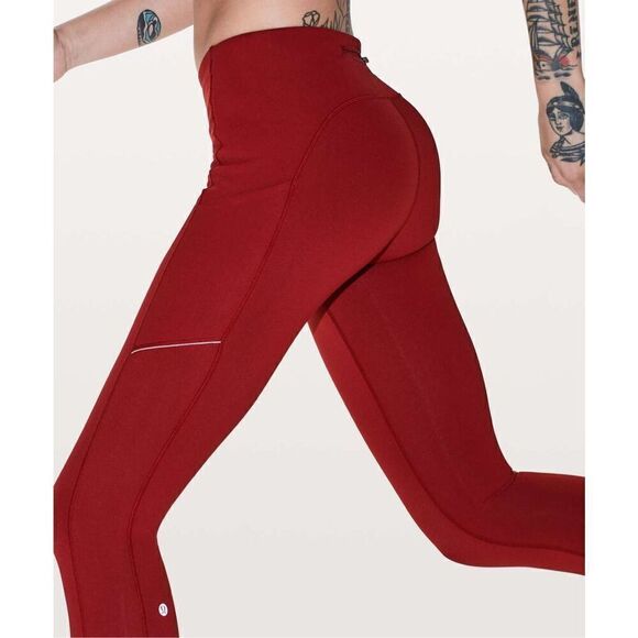 Lululemon Women’s Speed Up Crop *21" Dark Sport Red - Picture 1 of 16